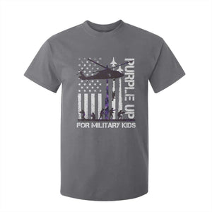 Purple Up For Military Kids T Shirt For Kid Camo American Flag Military Child Month USA Camouflage TS10 Charcoal Print Your Wear