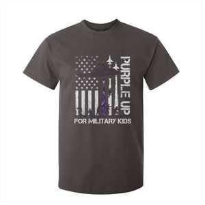 Purple Up For Military Kids T Shirt For Kid Camo American Flag Military Child Month USA Camouflage TS10 Dark Chocolate Print Your Wear
