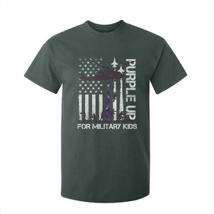 Purple Up For Military Kids T Shirt For Kid Camo American Flag Military Child Month USA Camouflage TS10 Dark Forest Green Print Your Wear