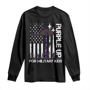 Purple Up For Military Kids Long Sleeve Shirt Camo American Flag Military Child Month USA Camouflage TS10 Black Print Your Wear