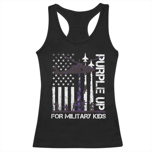 Purple Up For Military Kids Racerback Tank Top Camo American Flag Military Child Month USA Camouflage TS10 Black Print Your Wear