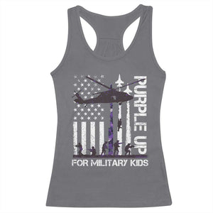 Purple Up For Military Kids Racerback Tank Top Camo American Flag Military Child Month USA Camouflage TS10 Charcoal Print Your Wear