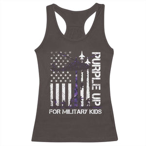 Purple Up For Military Kids Racerback Tank Top Camo American Flag Military Child Month USA Camouflage TS10 Dark Chocolate Print Your Wear