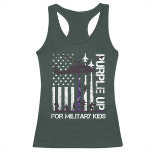 Purple Up For Military Kids Racerback Tank Top Camo American Flag Military Child Month USA Camouflage TS10 Dark Forest Green Print Your Wear