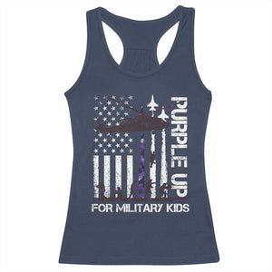 Purple Up For Military Kids Racerback Tank Top Camo American Flag Military Child Month USA Camouflage TS10 Navy Print Your Wear