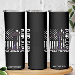 Purple Up For Military Kids Skinny Tumbler Camo American Flag Military Child Month USA Camouflage TS10 Print Your Wear