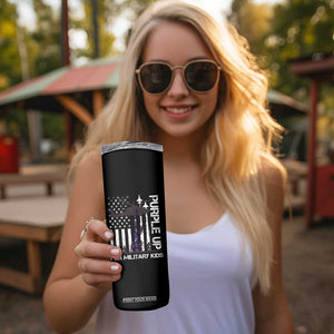 Purple Up For Military Kids Skinny Tumbler Camo American Flag Military Child Month USA Camouflage TS10 Print Your Wear