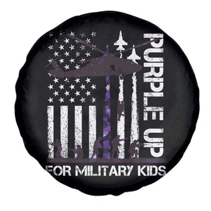 Purple Up For Military Kids Spare Tire Cover Camo American Flag Military Child Month USA Camouflage TS10 Print Your Wear