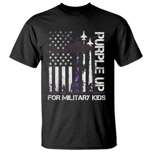 Purple Up For Military Kids T Shirt Camo American Flag Military Child Month USA Camouflage TS10 Black Print Your Wear