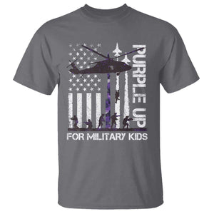 Purple Up For Military Kids T Shirt Camo American Flag Military Child Month USA Camouflage TS10 Charcoal Print Your Wear