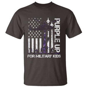 Purple Up For Military Kids T Shirt Camo American Flag Military Child Month USA Camouflage TS10 Dark Chocolate Print Your Wear