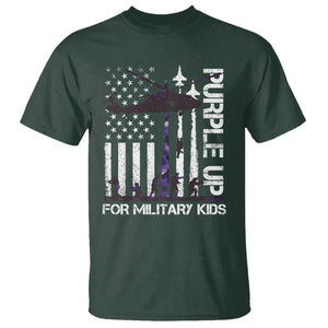 Purple Up For Military Kids T Shirt Camo American Flag Military Child Month USA Camouflage TS10 Dark Forest Green Print Your Wear