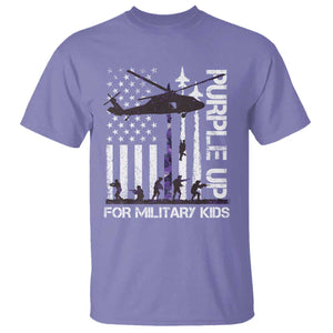 Purple Up For Military Kids T Shirt Camo American Flag Military Child Month USA Camouflage TS10 Violet Print Your Wear
