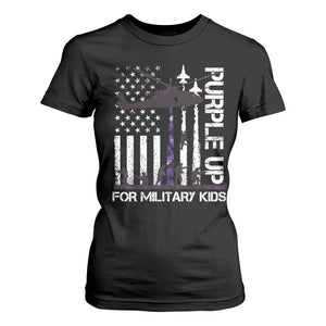 Purple Up For Military Kids T Shirt For Women Camo American Flag Military Child Month USA Camouflage TS10 Black Print Your Wear
