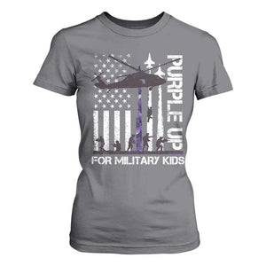 Purple Up For Military Kids T Shirt For Women Camo American Flag Military Child Month USA Camouflage TS10 Charcoal Print Your Wear