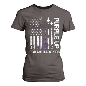Purple Up For Military Kids T Shirt For Women Camo American Flag Military Child Month USA Camouflage TS10 Dark Chocolate Print Your Wear