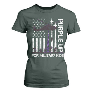 Purple Up For Military Kids T Shirt For Women Camo American Flag Military Child Month USA Camouflage TS10 Dark Forest Green Print Your Wear