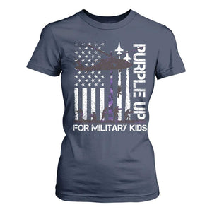 Purple Up For Military Kids T Shirt For Women Camo American Flag Military Child Month USA Camouflage TS10 Navy Print Your Wear