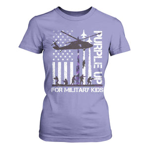 Purple Up For Military Kids T Shirt For Women Camo American Flag Military Child Month USA Camouflage TS10 Violet Print Your Wear