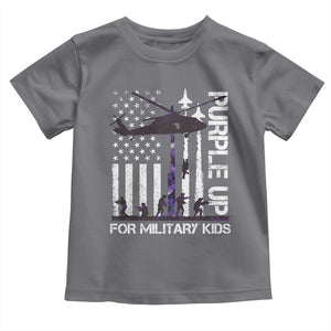 Purple Up For Military Kids Toddler T Shirt Camo American Flag Military Child Month USA Camouflage TS10 Charcoal Print Your Wear