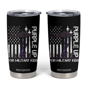 Purple Up For Military Kids Tumbler Cup Camo American Flag Military Child Month USA Camouflage TS10 Black Print Your Wear