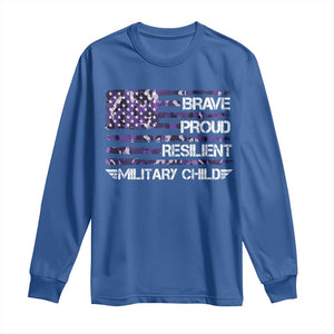 Military Kids Military Child Long Sleeve Shirt Camo American Flag USA Camouflage TS10 Royal Blue Print Your Wear