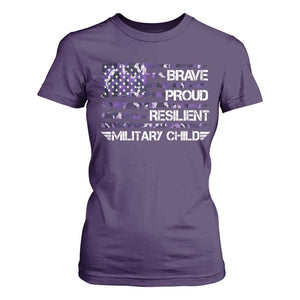 Military Kids Military Child T Shirt For Women Camo American Flag USA Camouflage TS10 Purple Print Your Wear