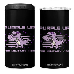 Purple Up For Military Kids 4 in 1 Can Cooler Tumbler Military Child Month Army Dinosaur Dino TS10 One Size: 16 oz Black Print Your Wear