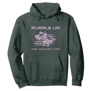 Purple Up For Military Kids Hoodie Military Child Month Army Dinosaur Dino TS10 Dark Forest Green Print Your Wear