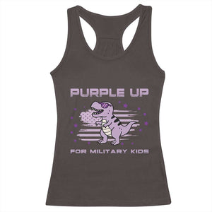 Purple Up For Military Kids Racerback Tank Top Military Child Month Army Dinosaur Dino TS10 Dark Chocolate Print Your Wear