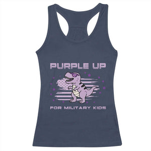 Purple Up For Military Kids Racerback Tank Top Military Child Month Army Dinosaur Dino TS10 Navy Print Your Wear