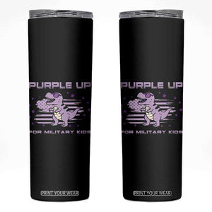 Purple Up For Military Kids Skinny Tumbler Military Child Month Army Dinosaur Dino TS10 Black Print Your Wear