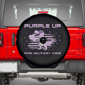 Purple Up For Military Kids Spare Tire Cover Military Child Month Army Dinosaur Dino TS10 Black Print Your Wear