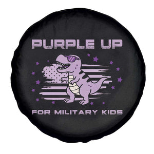 Purple Up For Military Kids Spare Tire Cover Military Child Month Army Dinosaur Dino TS10 Print Your Wear