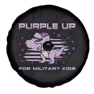 Purple Up For Military Kids Spare Tire Cover Military Child Month Army Dinosaur Dino TS10 Print Your Wear