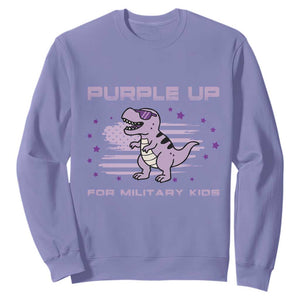 Purple Up For Military Kids Sweatshirt Military Child Month Army Dinosaur Dino TS10 Violet Print Your Wear