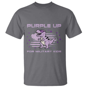 Purple Up For Military Kids T Shirt Military Child Month Army Dinosaur Dino TS10 Charcoal Print Your Wear