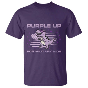 Purple Up For Military Kids T Shirt Military Child Month Army Dinosaur Dino TS10 Purple Print Your Wear
