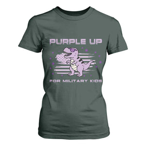 Purple Up For Military Kids T Shirt For Women Military Child Month Army Dinosaur Dino TS10 Dark Forest Green Print Your Wear