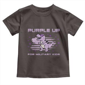 Purple Up For Military Kids Toddler T Shirt Military Child Month Army Dinosaur Dino TS10 Dark Chocolate Print Your Wear
