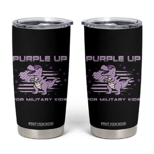 Purple Up For Military Kids Tumbler Cup Military Child Month Army Dinosaur Dino TS10 Black Print Your Wear