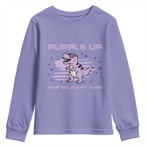 Purple Up For Military Kids Youth Sweatshirt Military Child Month Army Dinosaur Dino TS10 Violet Print Your Wear