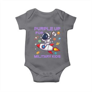 Purple Up For Military Kids Baby Onesie Military Child Month Astronaut Funny TS10 Charcoal Print Your Wear