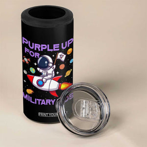 Purple Up For Military Kids 4 in 1 Can Cooler Tumbler Military Child Month Astronaut Funny TS10 Print Your Wear