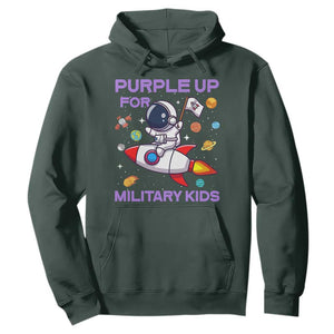 Purple Up For Military Kids Hoodie Military Child Month Astronaut Funny TS10 Dark Forest Green Print Your Wear