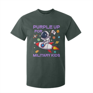 Purple Up For Military Kids T Shirt For Kid Military Child Month Astronaut Funny TS10 Dark Forest Green Print Your Wear
