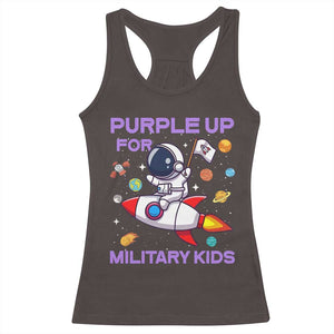 Purple Up For Military Kids Racerback Tank Top Military Child Month Astronaut Funny TS10 Dark Chocolate Print Your Wear