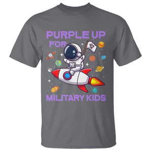 Purple Up For Military Kids T Shirt Military Child Month Astronaut Funny TS10 Charcoal Print Your Wear