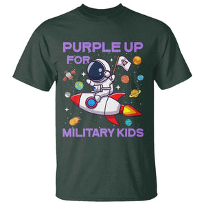 Purple Up For Military Kids T Shirt Military Child Month Astronaut Funny TS10 Dark Forest Green Print Your Wear