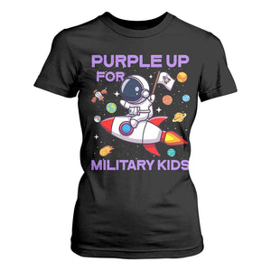 Purple Up For Military Kids T Shirt For Women Military Child Month Astronaut Funny TS10 Black Print Your Wear